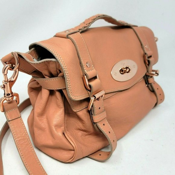 Mulberry Alexa Peach Soft Buffalo Leather Medium Satchel Shoulder Hand Bag Auth - Picture 3 of 12